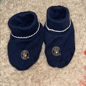 Milwaukee Brewers Navy Baby Booties
